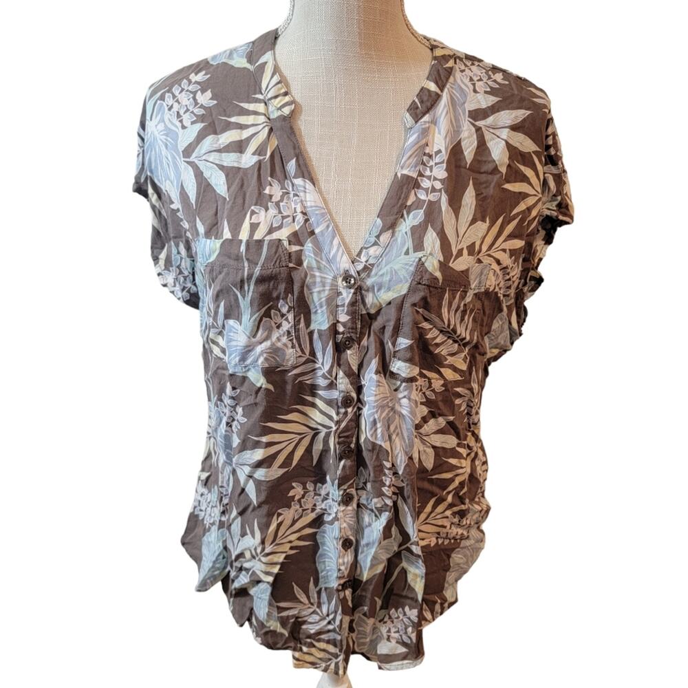 Torrid Floral Challis Button-Front Dolman Sleeve Top Size 00/10